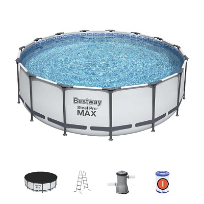 Bestway 56438 BW Каркасный бассейн Steel Pro Max 457х122см, 16015л, фил.-насос 3028л/ч, лестница, тент